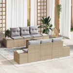 Set canapea grădină 7 pcs Bej, gri deschis 55 x 55 x 37 cm GartenMobel Dekor
