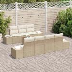 Set canapea grădină 8 pcs Bej, alb 55 x 55 x 37 cm GartenMobel Dekor