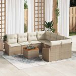 Set de Canapea pentru Grădină 9 pcs Bej, alb 55 x 55 x 37 cm GartenMobel Dekor