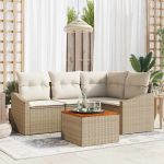 Set de Sofa pentru Grădină 5 pcs Bej, alb 55 x 55 x 37 cm GartenMobel Dekor