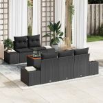 Set de canapea de grădină 6 pcs Negru 55 x 55 x 37 cm GartenMobel Dekor