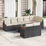 Set de sofa de grădină 9 pcs Negru, alb 55 x 55 x 37 cm Ratan GartenMobel Dekor