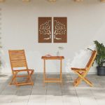 Set Mobilier Exterior Manual 3 pcs Lemn Natural 60 x 60 x 75 cm GartenMobel Dekor