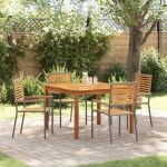 Set de Masă pentru Grădină 5 pcs Gri 110 x 110 x 75 cm GartenMobel Dekor