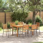 Set de Masă pentru Grădină 7 pcs Gri 140 x 80 x 74 cm GartenMobel Dekor