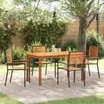 Set de Mese pentru Grădină 5 pcs Negru 140 x 80 x 74 cm GartenMobel Dekor
