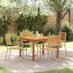 Set de dining pentru grădină 5 pcs Bej 110 x 110 x 75 cm GartenMobel Dekor