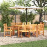 Set de masă de dining 9 pcs Lemn natural 180 x 90 x 75 cm GartenMobel Dekor