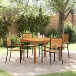 Set dining grădină 5 pcs Negru 110 x 110 x 75 cm GartenMobel Dekor