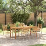 Set dining grădină 7 pcs Bej 180 x 90 x 75 cm Rășină & Lemn GartenMobel Dekor