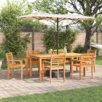 Set mese grădină 7 pcs Natural 180 x 90 x 75 cm GartenMobel Dekor