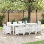 Set Masă Grădină 11 pcs Alb 250 x 100 x 73 cm GartenMobel Dekor