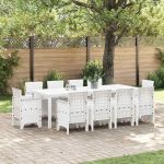 Set de dining pentru grădină 11 pcs Alb 250 x 100 x 73 cm GartenMobel Dekor