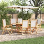 Set de dining pentru grădină Manual 7 pcs Alb crem GartenMobel Dekor