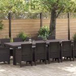 Set de masă pentru grădină cu pernă 13 pcs Maro și gri deschis GartenMobel Dekor
