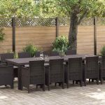Set de masă pentru grădină cu pernă 13 pcs Maro și taupe GartenMobel Dekor
