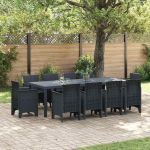 Set masă grădină 11 pcs Antracit mare Poliratan GartenMobel Dekor