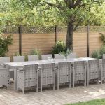 Set de Masă pentru Grădină 15 pcs Gri deschis mare Ratan, Metal GartenMobel Dekor