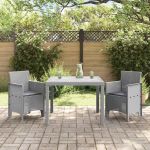 Set de Masă pentru Grădină 3 pcs Gri deschis Compact Plastic GartenMobel Dekor