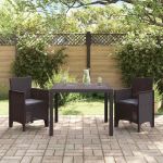 Set de Masă pentru Grădină 3 pcs Maro 100 x 100 x 73 cm GartenMobel Dekor