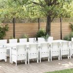 Set de dining pentru grădină 15 pcs Alb mare Poliratan GartenMobel Dekor