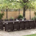 Set de dining pentru grădină 15 pcs Maro mare Poliratan GartenMobel Dekor