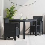 Set dining grădină 3 pcs Antracit 100 x 100 x 73 cm GartenMobel Dekor