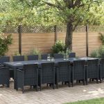 Set masă grădină 15 pcs Antracit mare Ratan, Metal GartenMobel Dekor