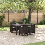 Set masă grădină 5 pcs Maro 150 x 100 x 73 cm Plastic GartenMobel Dekor