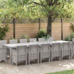Set mese grădină 15 pcs Gri deschis 14 locuri Poliratan GartenMobel Dekor