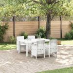 Set mese grădină 5 pcs Alb 150 x 100 x 73 cm Poliratan GartenMobel Dekor