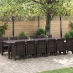 Set de Grădină pentru Masă 13 pcs Maro Mare Ratan & Oţel GartenMobel Dekor