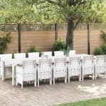 Set de Masa pentru Gradina 13 pcs Alb Mare Plastic & Răchită GartenMobel Dekor