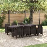 Set mese de grădină 9 pcs Maro 250 x 100 x 73 cm Ratan & Metal GartenMobel Dekor