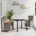 Scaune de grădină cu pernă 3 pcs Gri 80 x 80 x 73 cm GartenMobel Dekor