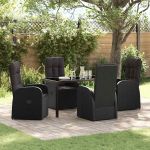 Scaune de grădină reclinabile 5 pcs Negru 140 x 70 x 73 cm GartenMobel Dekor