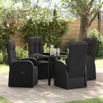 Scaune reclinabile de grădină 5 pcs Negru 80 x 80 x 73 cm GartenMobel Dekor