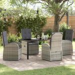 Set de masă pentru grădină 5 pcs Gri 160 x 80 x 73 cm Poliratan GartenMobel Dekor