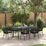 Set de mese pentru grădină 7 pcs Negru Mare Metal & Sfoară GartenMobel Dekor