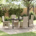 Set de scaune de grădină reclinabile 5 pcs Bej 160 x 80 x 73 cm GartenMobel Dekor