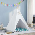 Cort tip teepee Gri Verde mentă Mediu Bumbac & Plastic GartenMobel Dekor