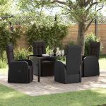 Scaune reclinabile pentru grădină 5 pcs Negru 160 x 80 x 73 cm GartenMobel Dekor