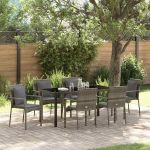 Set Scaune Grădină cu pernă cu pernă 7 pcs Gri 160 x 80 x 73 cm GartenMobel Dekor
