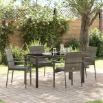 Set de 4 scaune de grădină cu pernă 5 pcs Gri 140 x 70 x 73 cm GartenMobel Dekor
