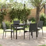 Set de scaune de grădină 4 5 pcs Negru 140 x 70 x 73 cm GartenMobel Dekor