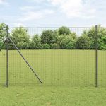 Set de stâlpi de fence Manual 13 pcs Gri Ø32mm 200 cm GartenMobel Dekor