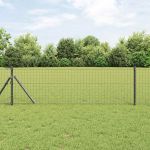 Set de stâlpi de gard Manual 7 pcs Gri Ø32mm 80 cm Metal GartenMobel Dekor