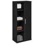 Dulap de baie cu suport role, negru, 39x22x90 cm GartenMobel Dekor