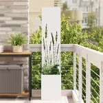 Ghiveci de Grădină cu Panou Decorativ Alb 32 x 140 cm GartenMobel Dekor