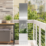 Ghiveci de Grădină cu Panou Decorativ Argintiu 32 x 140 cm GartenMobel Dekor